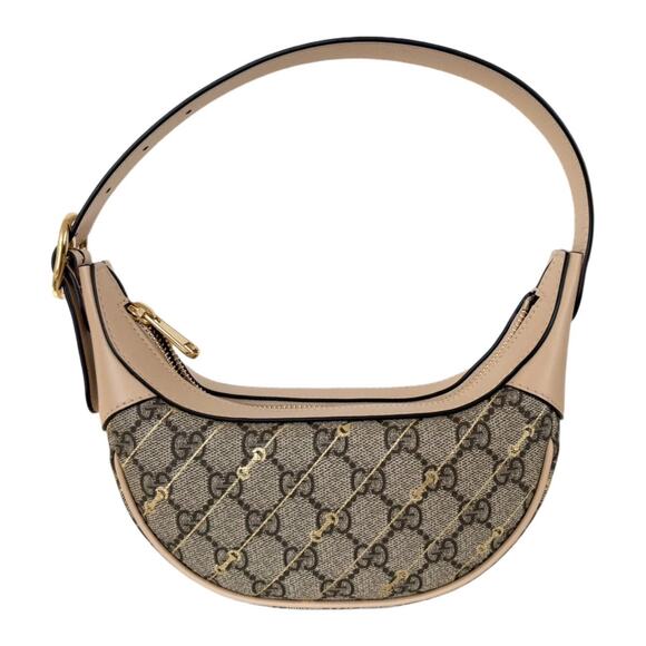Gucci Morsetti Half Moon Mini Leather & Canvas NWT - Picture 1 of 9